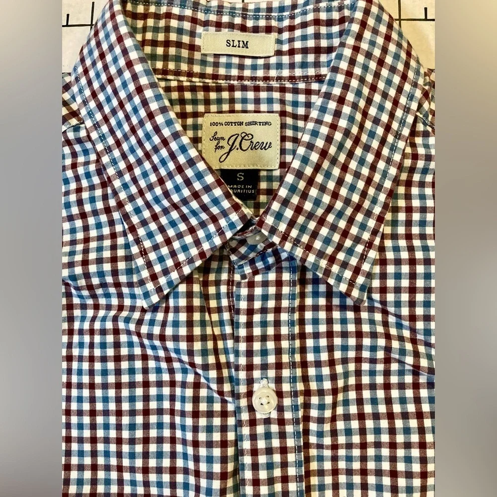 J. Crew Men’s Small Red/Blue Checkered Slim Fit Button‎ Down Shirt